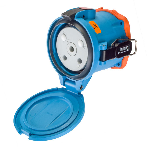 63-94072 - DSN150 RECEPTACLE POLY BLUE SIZE 5 TYPE 4X IP 69 2P+G 150A 250 VAC 60 Hz NO AUX